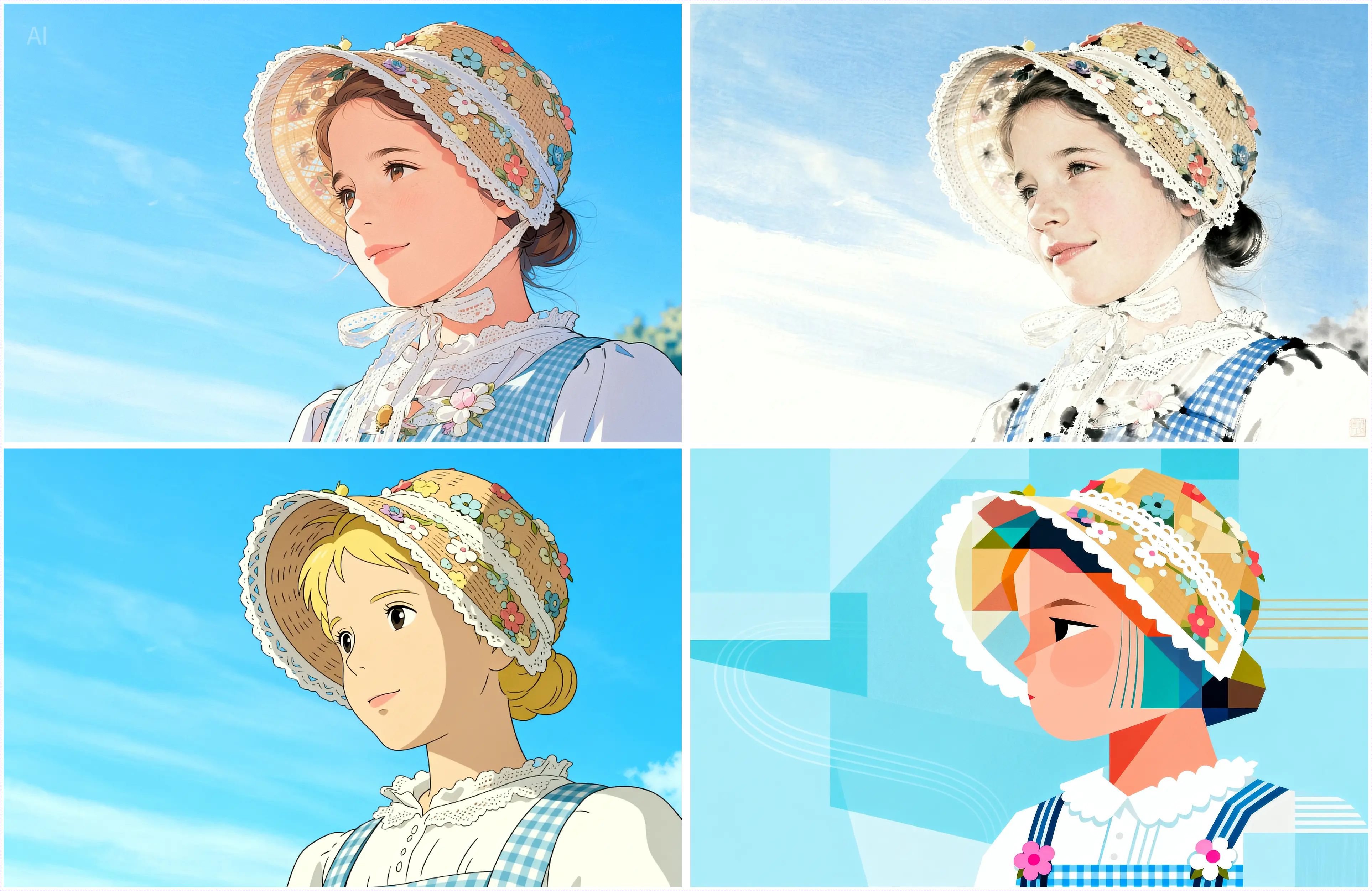 Refer to this image and modify it into illustration, watercolor, Japanese animation, and flat geometric style.